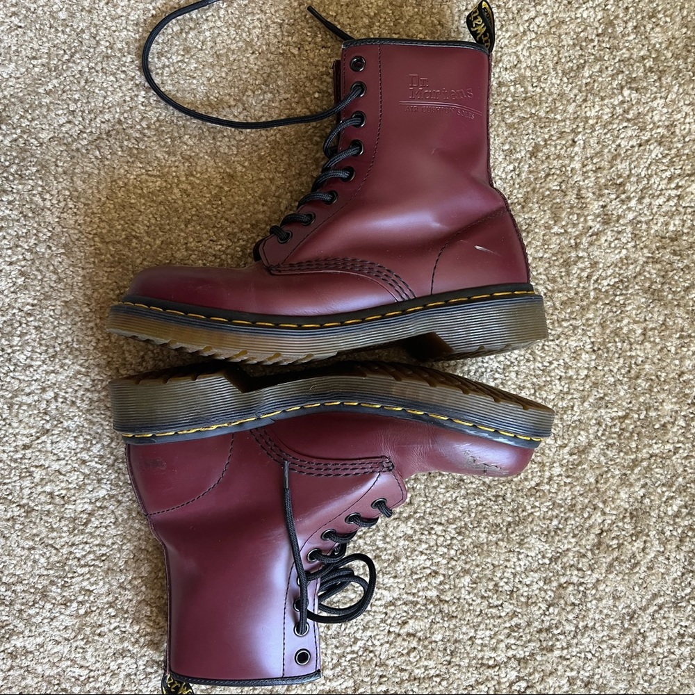 Dr. Martens 1460 Smooth Leather Lace Up Boots in Cherry Red Vintage Smooth